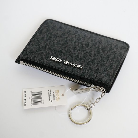 Michael Kors JST S Coin Pouch ID Wallet MK Black - Picture 3 of 8